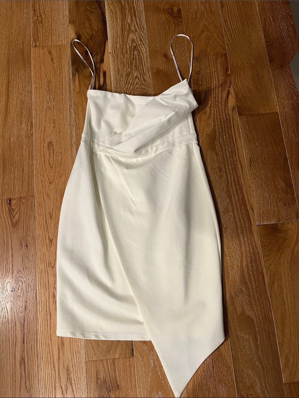 Strapless Cream Asymmetrical Dress